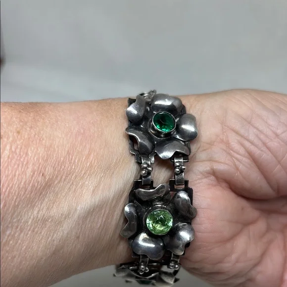 Gorgeous Hobe sterling silver floral bracelet.